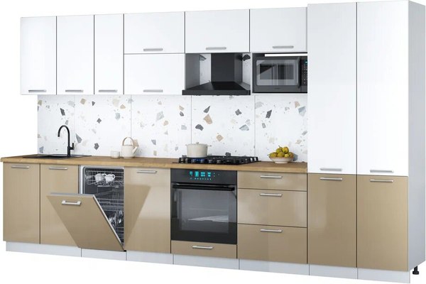 Кухонный гарнитур Интерлиния Мила Gloss 3.7-ПМ4 - фото