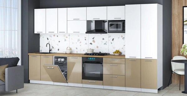 Кухонный гарнитур Интерлиния Мила Gloss 3.7-ПМ4