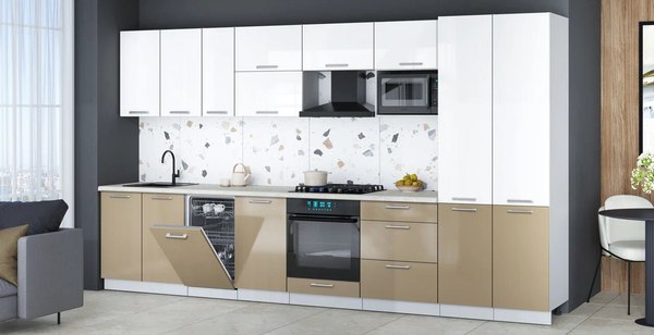 Кухонный гарнитур Интерлиния Мила Gloss 3.7-ПМ4