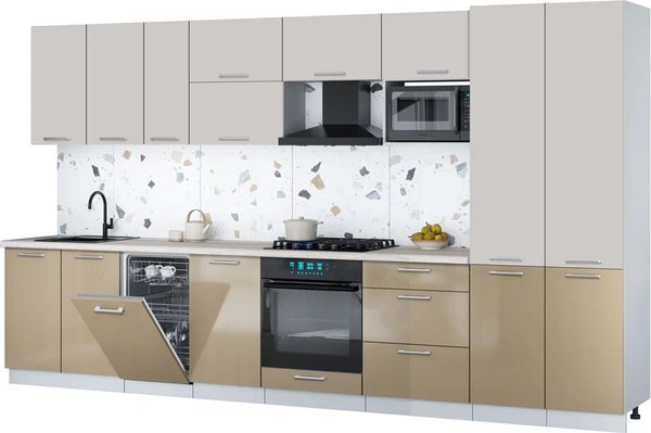 Кухонный гарнитур Интерлиния Мила Gloss 3.7-ПМ4 - фото