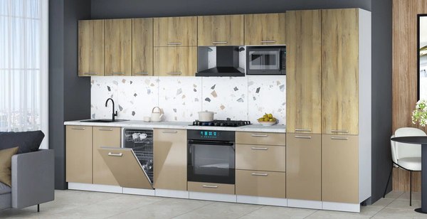 Кухонный гарнитур Интерлиния Мила Gloss 3.7-ПМ4