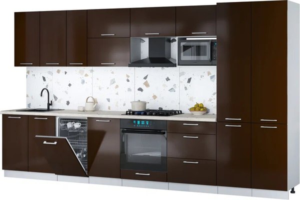 Кухонный гарнитур Интерлиния Мила Gloss 3.7-ПМ4 - фото