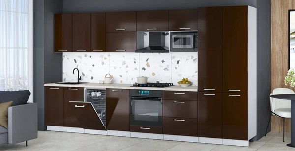 Кухонный гарнитур Интерлиния Мила Gloss 3.7-ПМ4