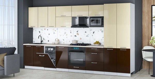 Кухонный гарнитур Интерлиния Мила Gloss 3.7-ПМ4