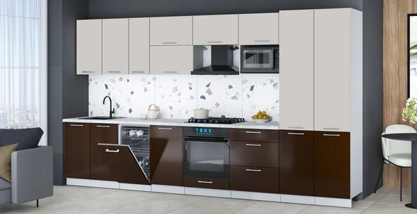 Кухонный гарнитур Интерлиния Мила Gloss 3.7-ПМ4