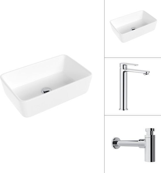 Умывальник со смесителем Lauter 21674A + Moon 21СK81691C с сифоном 21635CH - фото