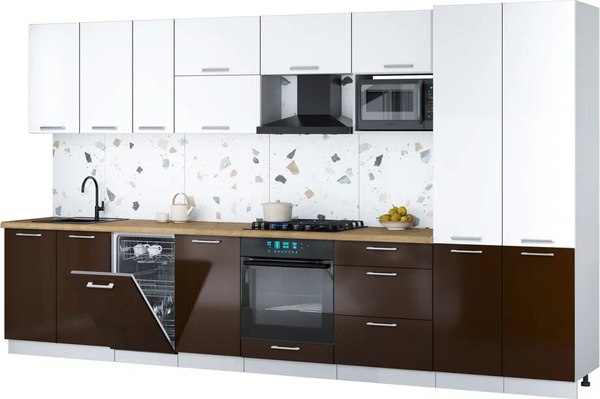 Кухонный гарнитур Интерлиния Мила Gloss 3.7-ПМ4 - фото
