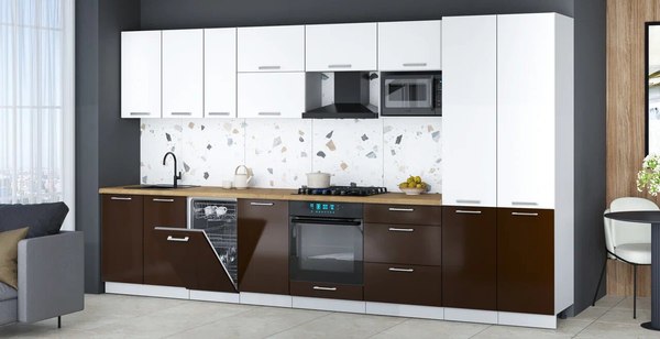 Кухонный гарнитур Интерлиния Мила Gloss 3.7-ПМ4