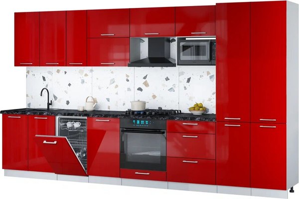 Кухонный гарнитур Интерлиния Мила Gloss 3.7-ПМ4 - фото