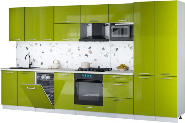 Кухонный гарнитур Интерлиния Мила Gloss 3.7-ПМ4 - фото