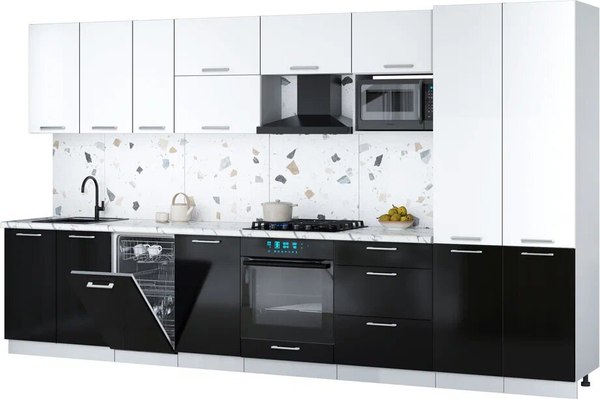 Кухонный гарнитур Интерлиния Мила Gloss 3.7-ПМ4 - фото