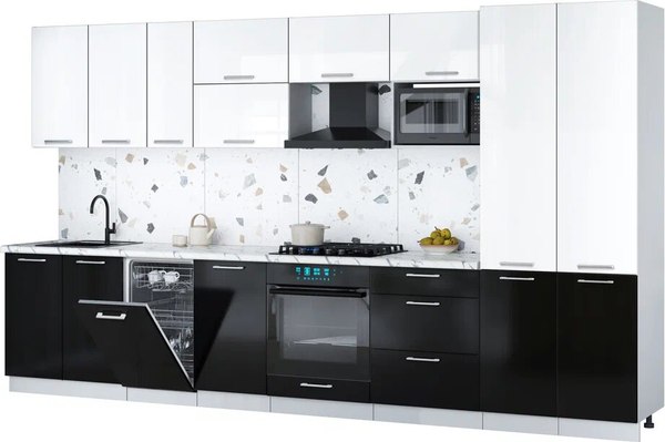 Кухонный гарнитур Интерлиния Мила Gloss 3.7-ПМ4 - фото