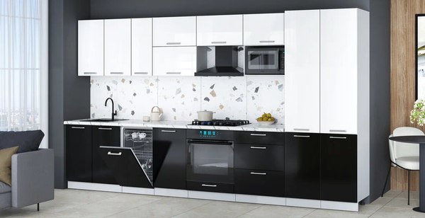 Кухонный гарнитур Интерлиния Мила Gloss 3.7-ПМ4