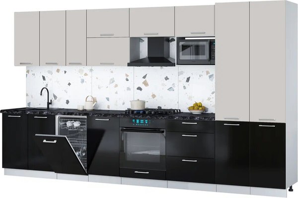 Кухонный гарнитур Интерлиния Мила Gloss 3.7-ПМ4 - фото
