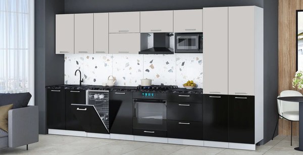 Кухонный гарнитур Интерлиния Мила Gloss 3.7-ПМ4