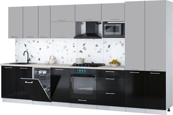 Кухонный гарнитур Интерлиния Мила Gloss 3.7-ПМ4 - фото