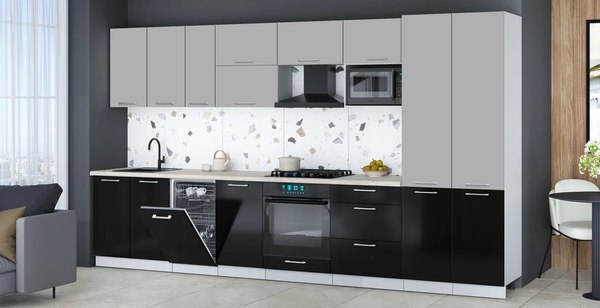 Кухонный гарнитур Интерлиния Мила Gloss 3.7-ПМ4