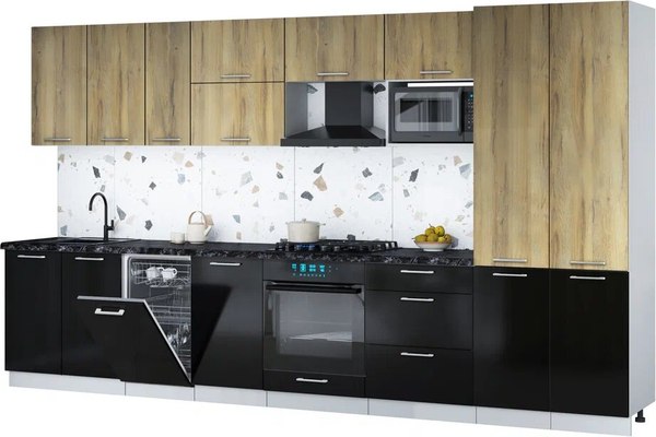 Кухонный гарнитур Интерлиния Мила Gloss 3.7-ПМ4 - фото