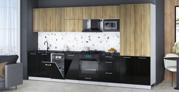 Кухонный гарнитур Интерлиния Мила Gloss 3.7-ПМ4