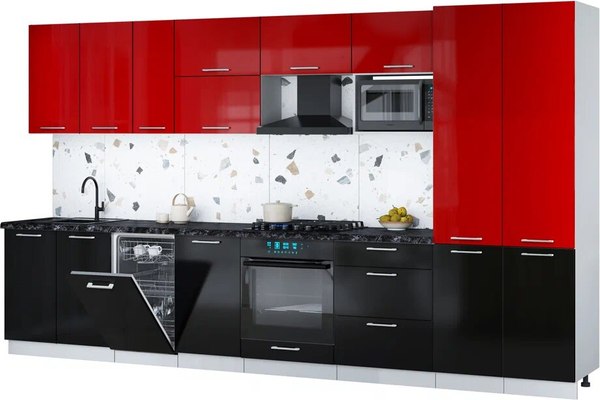 Кухонный гарнитур Интерлиния Мила Gloss 3.7-ПМ4 - фото