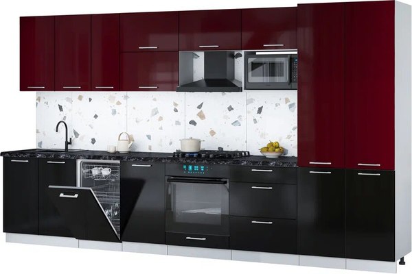 Кухонный гарнитур Интерлиния Мила Gloss 3.7-ПМ4 - фото