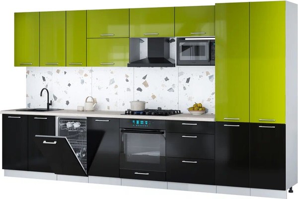 Кухонный гарнитур Интерлиния Мила Gloss 3.7-ПМ4 - фото