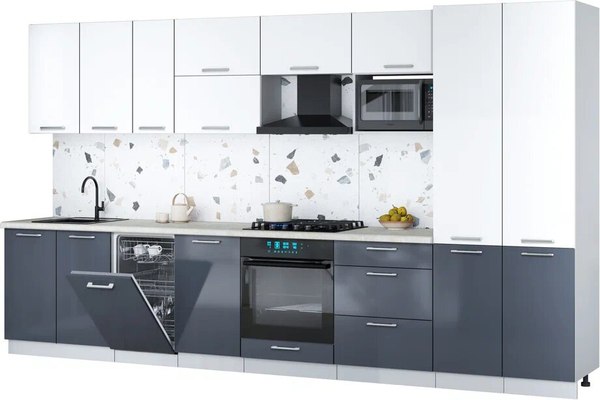 Кухонный гарнитур Интерлиния Мила Gloss 3.7-ПМ4 - фото