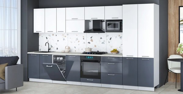 Кухонный гарнитур Интерлиния Мила Gloss 3.7-ПМ4