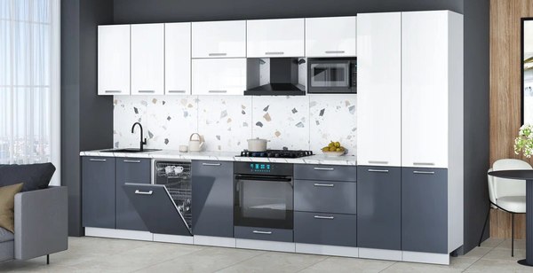Кухонный гарнитур Интерлиния Мила Gloss 3.7-ПМ4