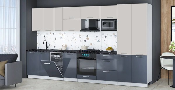 Кухонный гарнитур Интерлиния Мила Gloss 3.7-ПМ4