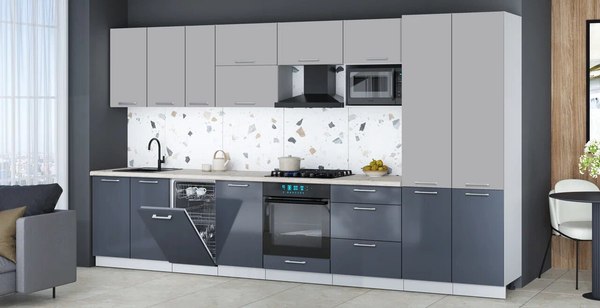 Кухонный гарнитур Интерлиния Мила Gloss 3.7-ПМ4