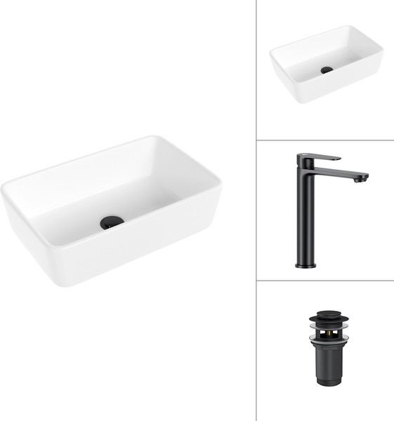 Умывальник со смесителем Lauter 21674A + Moon 21СК8691BS с донным клапаном 21190B - фото