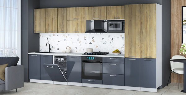 Кухонный гарнитур Интерлиния Мила Gloss 3.7-ПМ4