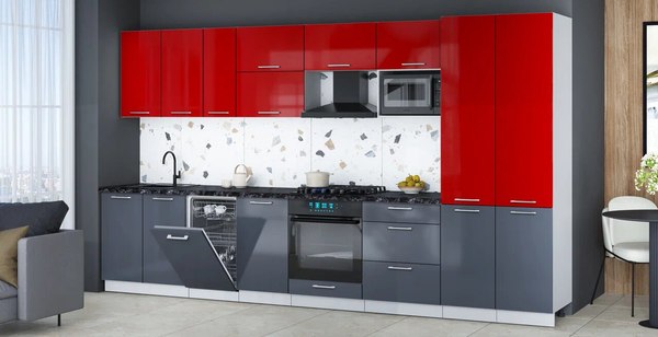 Кухонный гарнитур Интерлиния Мила Gloss 3.7-ПМ4