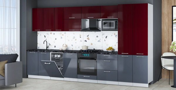 Кухонный гарнитур Интерлиния Мила Gloss 3.7-ПМ4