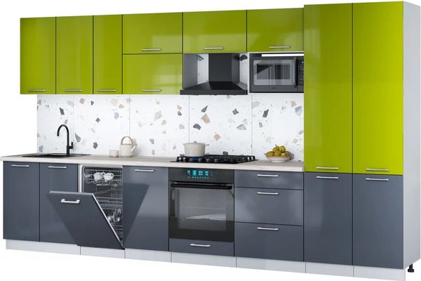 Кухонный гарнитур Интерлиния Мила Gloss 3.7-ПМ4 - фото