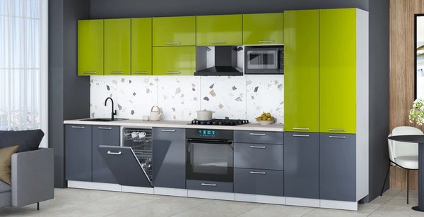 Кухонный гарнитур Интерлиния Мила Gloss 3.7-ПМ4