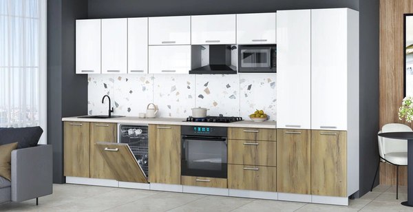 Кухонный гарнитур Интерлиния Мила Gloss 3.7-ПМ4