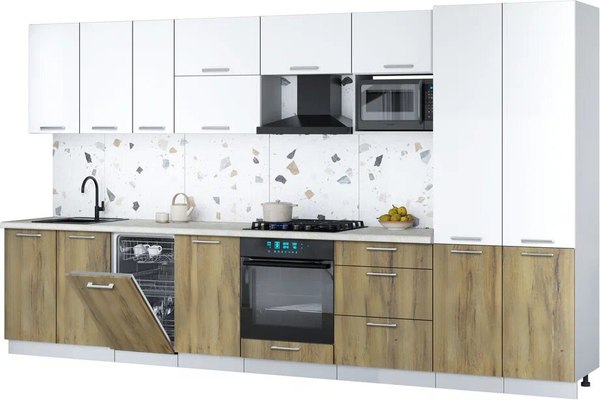 Кухонный гарнитур Интерлиния Мила Gloss 3.7-ПМ4 - фото
