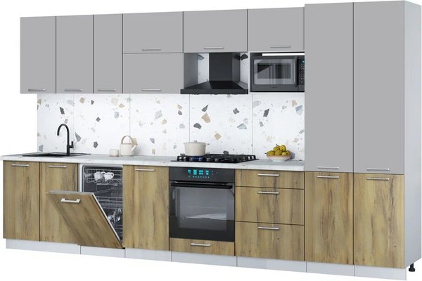 Кухонный гарнитур Интерлиния Мила Gloss 3.7-ПМ4 - фото