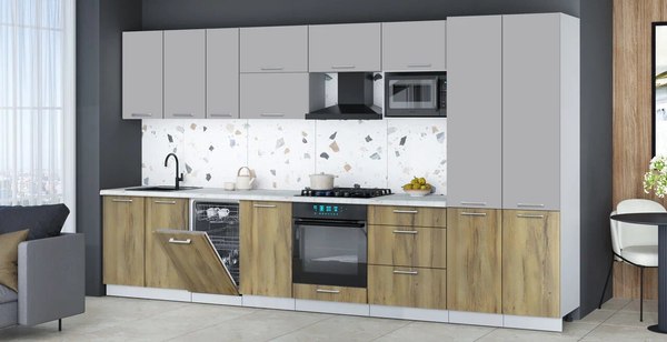 Кухонный гарнитур Интерлиния Мила Gloss 3.7-ПМ4