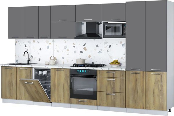 Кухонный гарнитур Интерлиния Мила Gloss 3.7-ПМ4 - фото