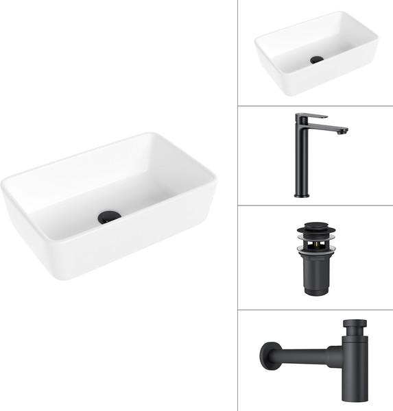 Умывальник со смесителем Lauter 21674A + Moon 21СК8691BS + сифон 21635B + дон.клапан 21190B - фото