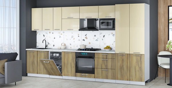 Кухонный гарнитур Интерлиния Мила Gloss 3.7-ПМ4