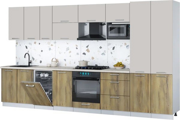 Кухонный гарнитур Интерлиния Мила Gloss 3.7-ПМ4 - фото