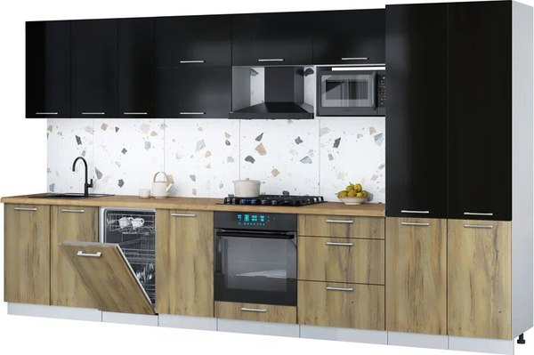 Кухонный гарнитур Интерлиния Мила Gloss 3.7-ПМ4 - фото