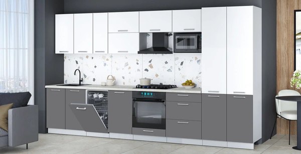 Кухонный гарнитур Интерлиния Мила Gloss 3.7-ПМ4