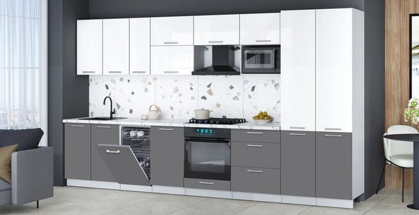 Кухонный гарнитур Интерлиния Мила Gloss 3.7-ПМ4