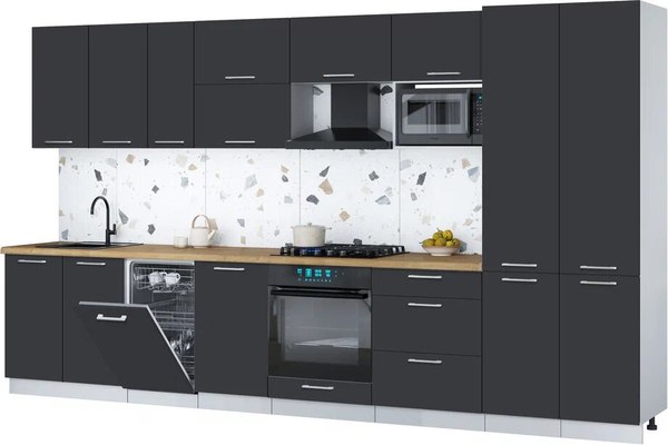 Кухонный гарнитур Интерлиния Мила Gloss 3.7-ПМ4 - фото