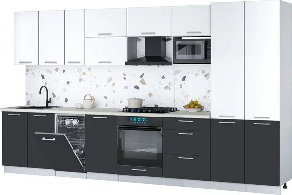 Кухонный гарнитур Интерлиния Мила Gloss 3.7-ПМ4 - фото
